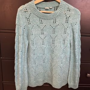 Gap size Small pointelle sweater, teal color; great used condition